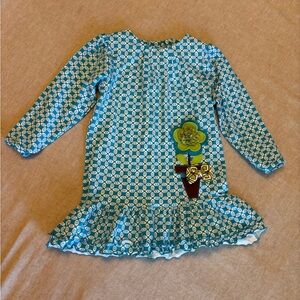 Charming Teal Floral Kids Dress
